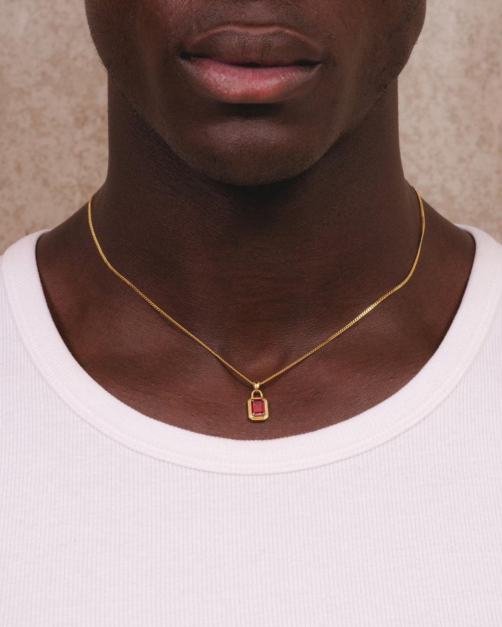 Solitaire Necklace - Gold Ruby