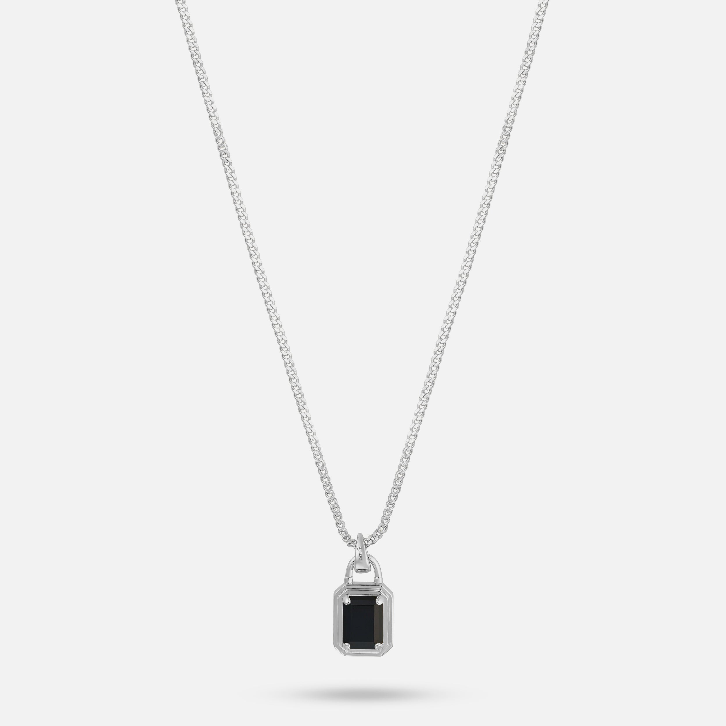 Solitaire Necklace - Silver Onyx