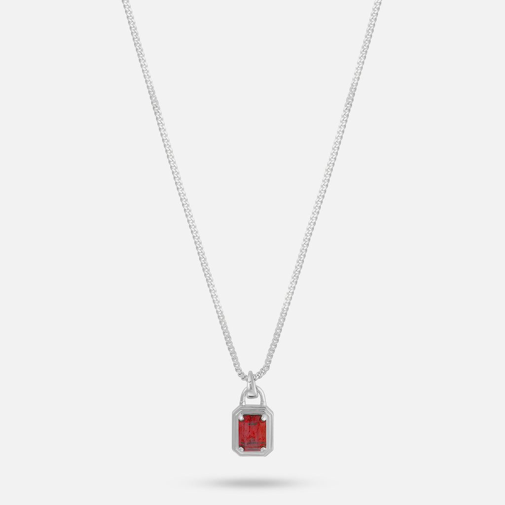 Solitaire Necklace - Silver Ruby