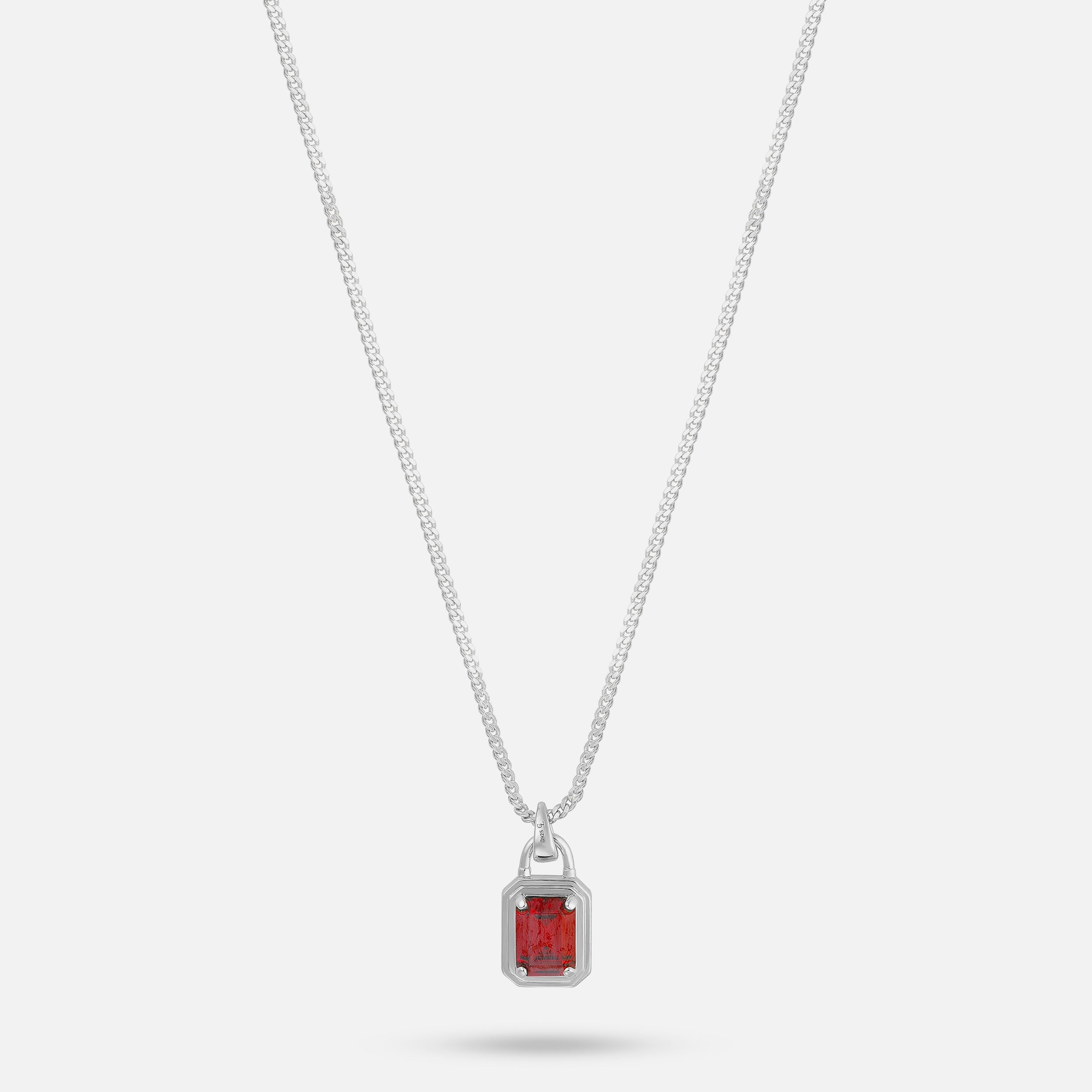 Solitaire Necklace - Silver Ruby