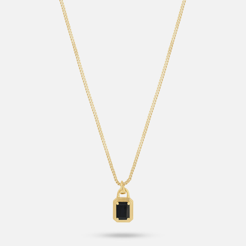 Solitaire Necklace - Gold Onyx