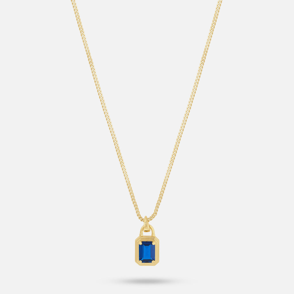 Solitaire Necklace - Gold Sapphire