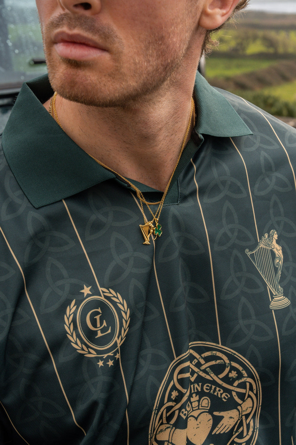 Éire Malachite Shamrock - Gold