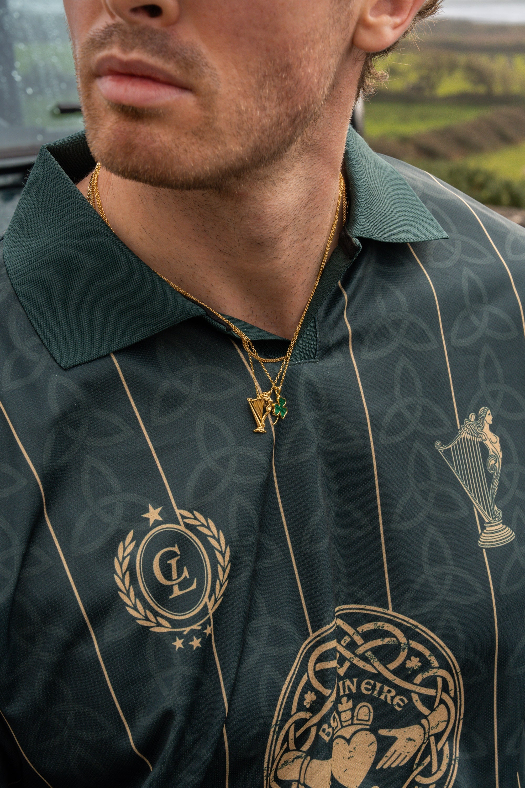 Éire Malachite Shamrock - Gold