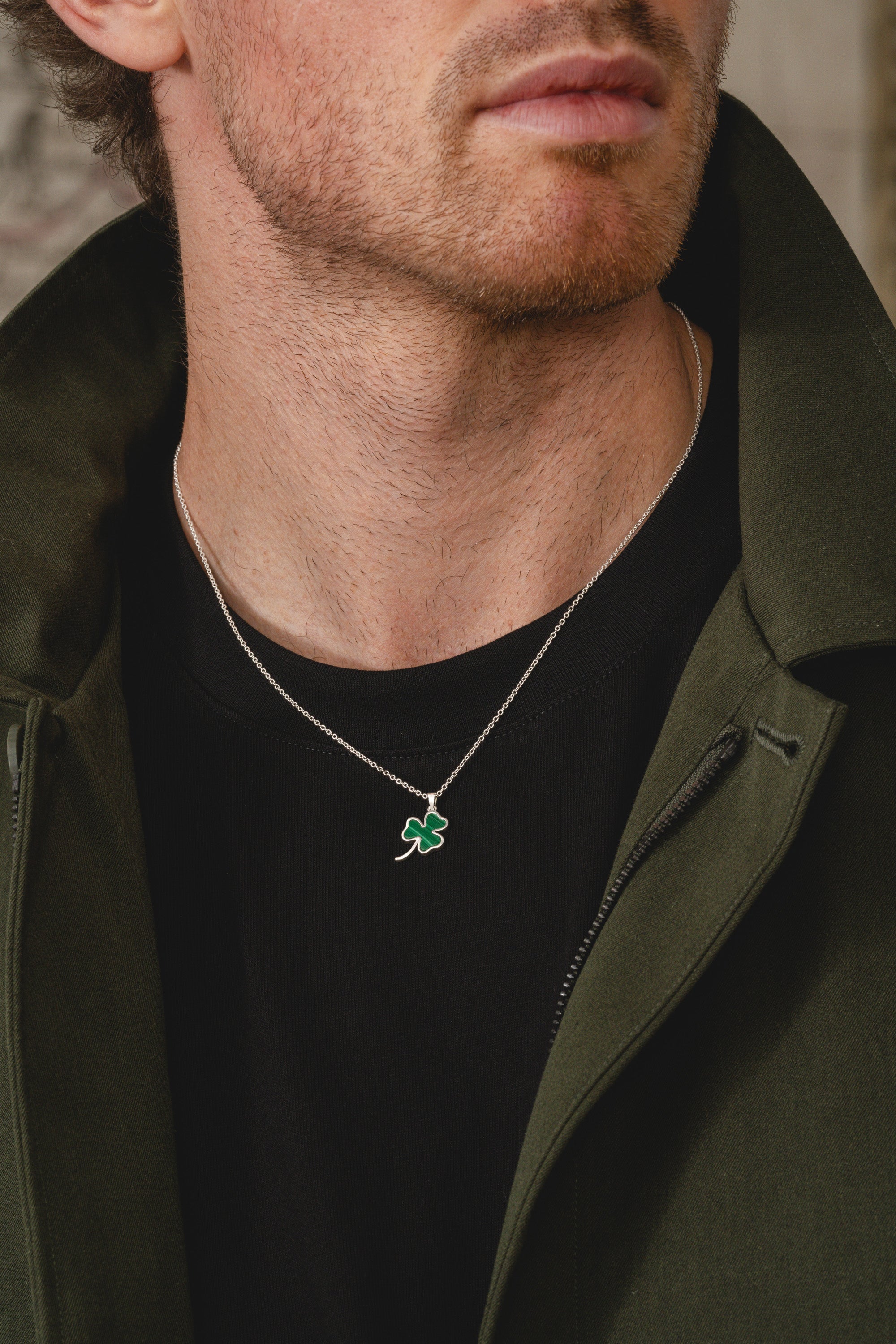 Éire Malachite Shamrock - Silver