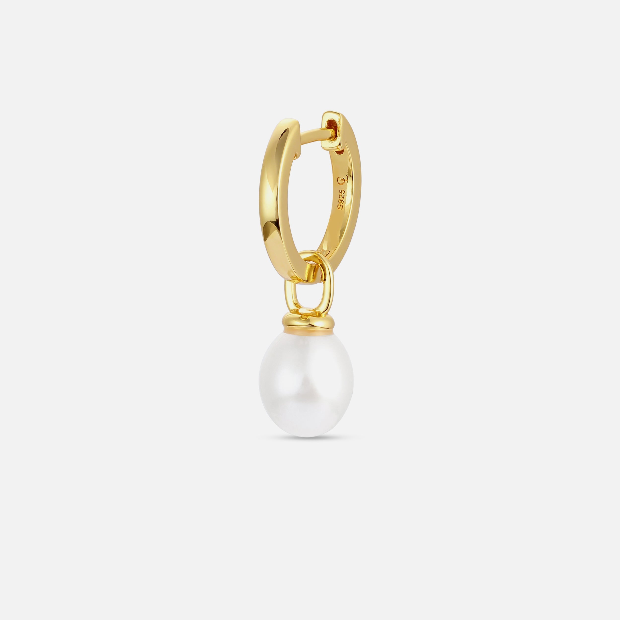 Pearl Drop Hoop - Gold