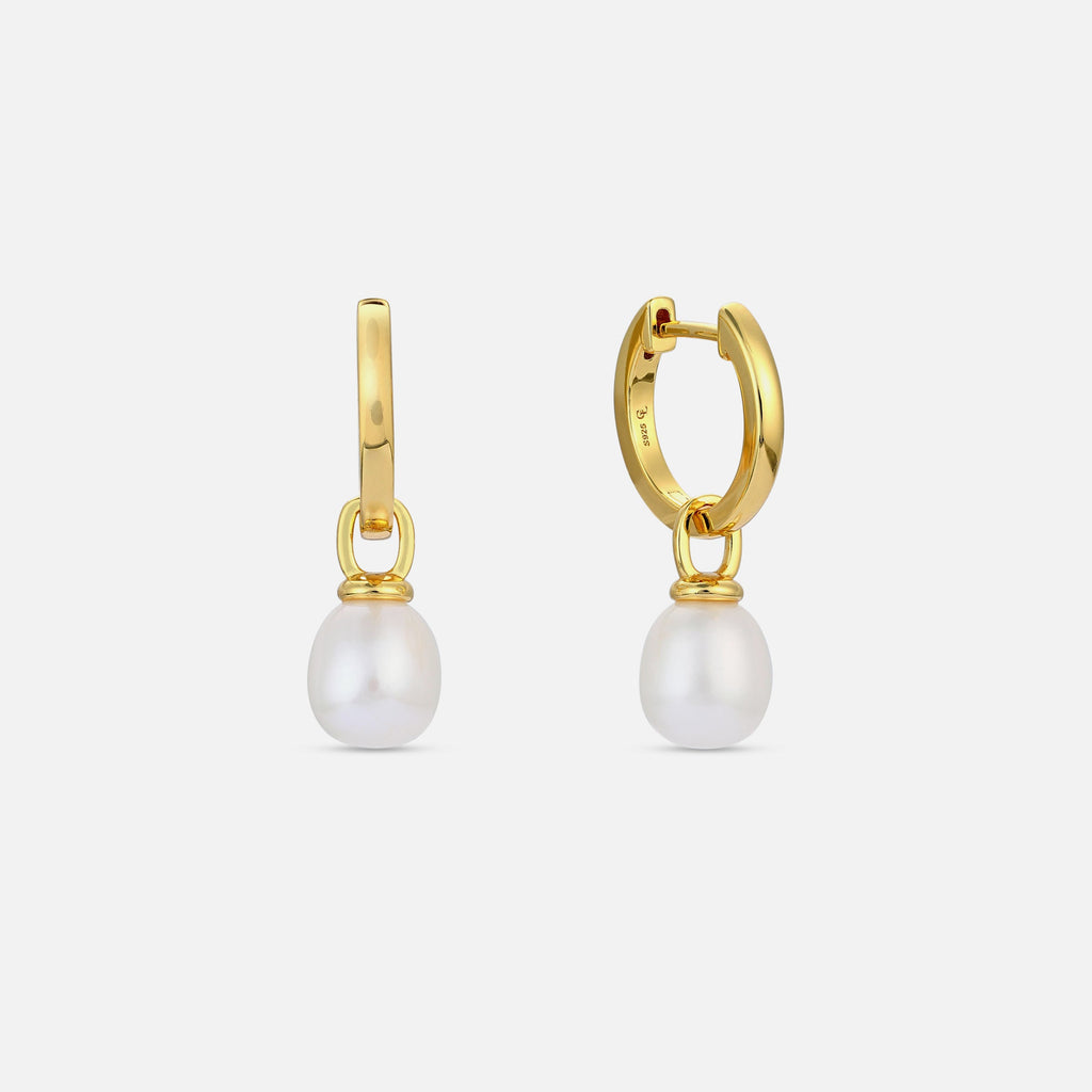 Pearl Drop Hoop - Gold