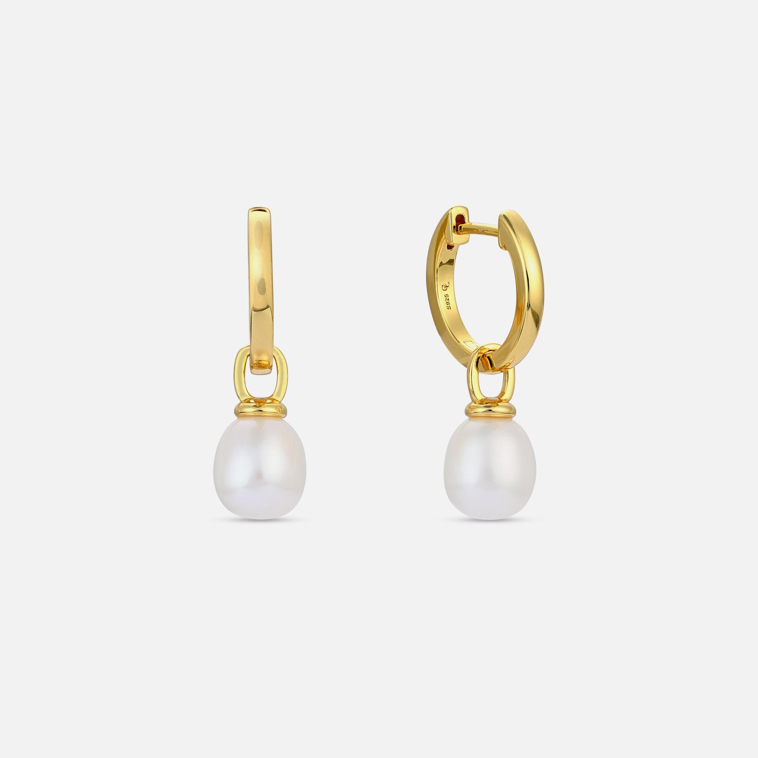 Pearl Drop Hoop - Gold