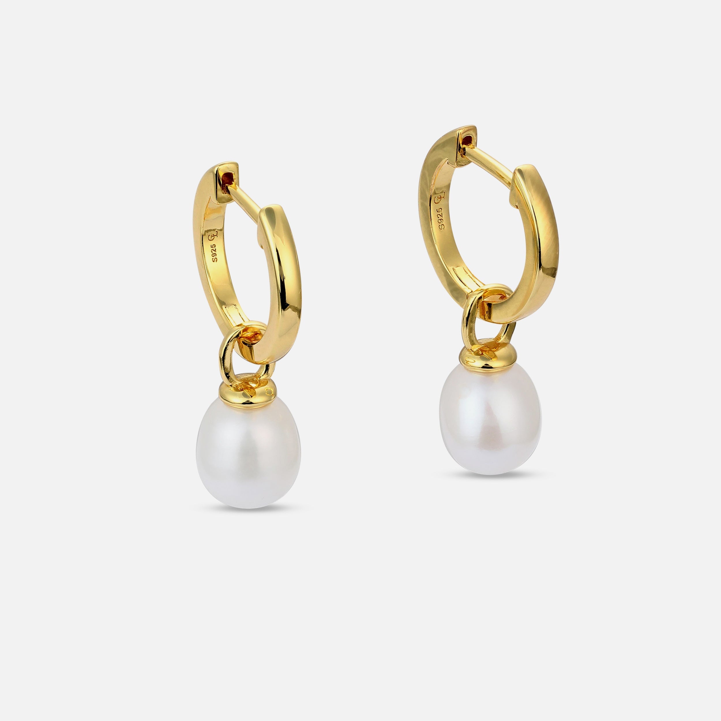 Pearl Drop Hoop - Gold