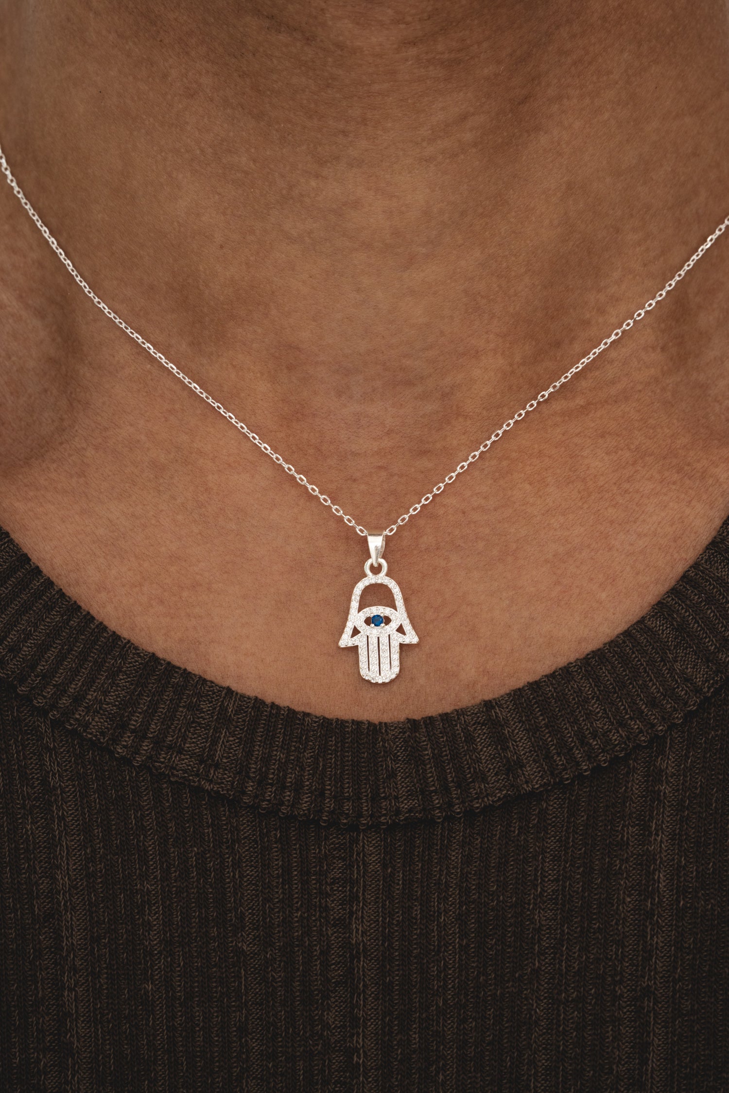 Studded Hamsa - Silver