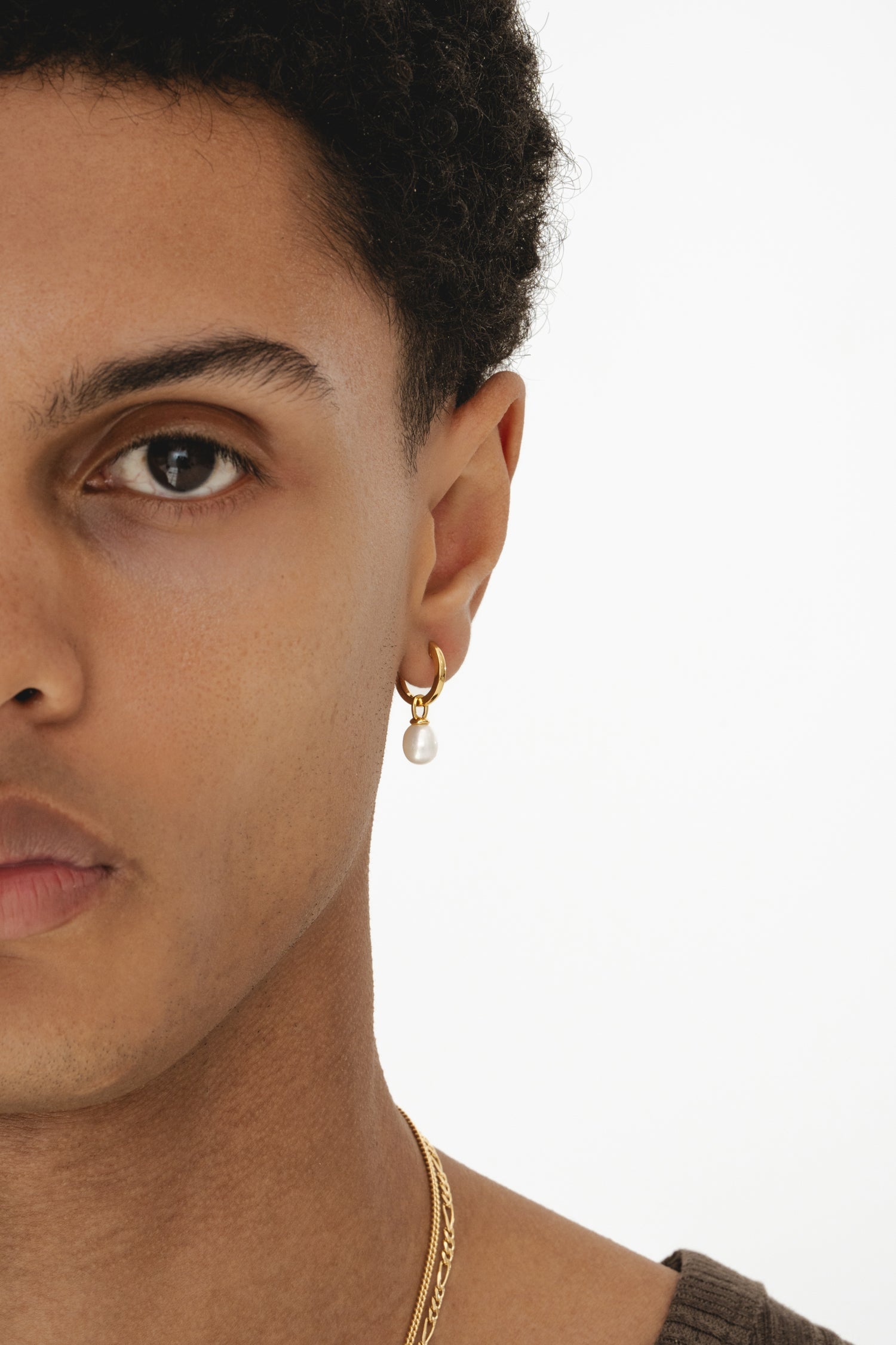 Pearl Drop Hoop - Gold