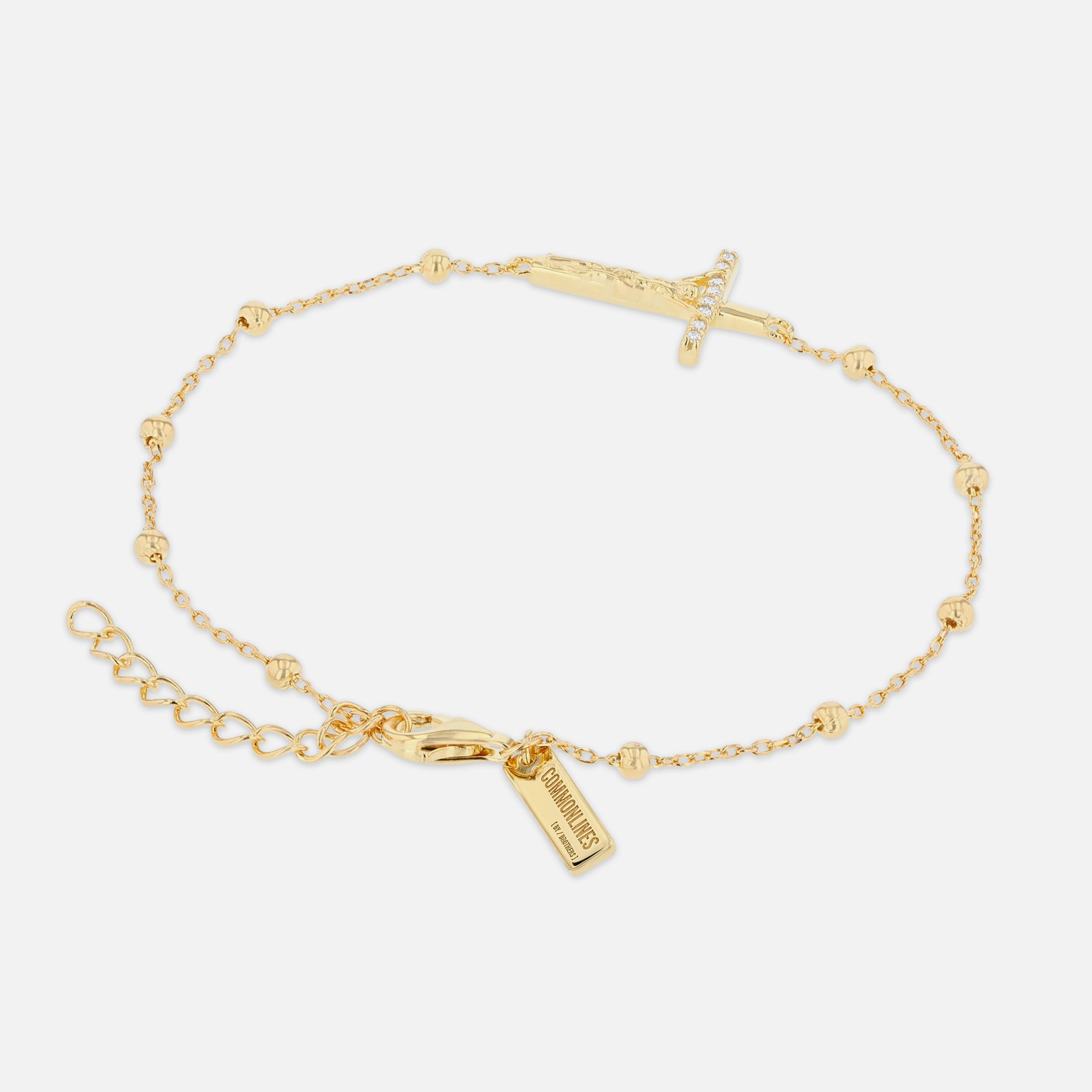 Studded Cross Ball Bracelet - Gold