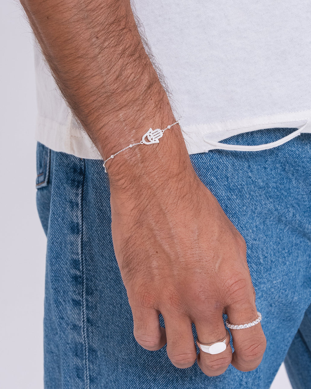 Hamsa Ball Bracelet - Silver