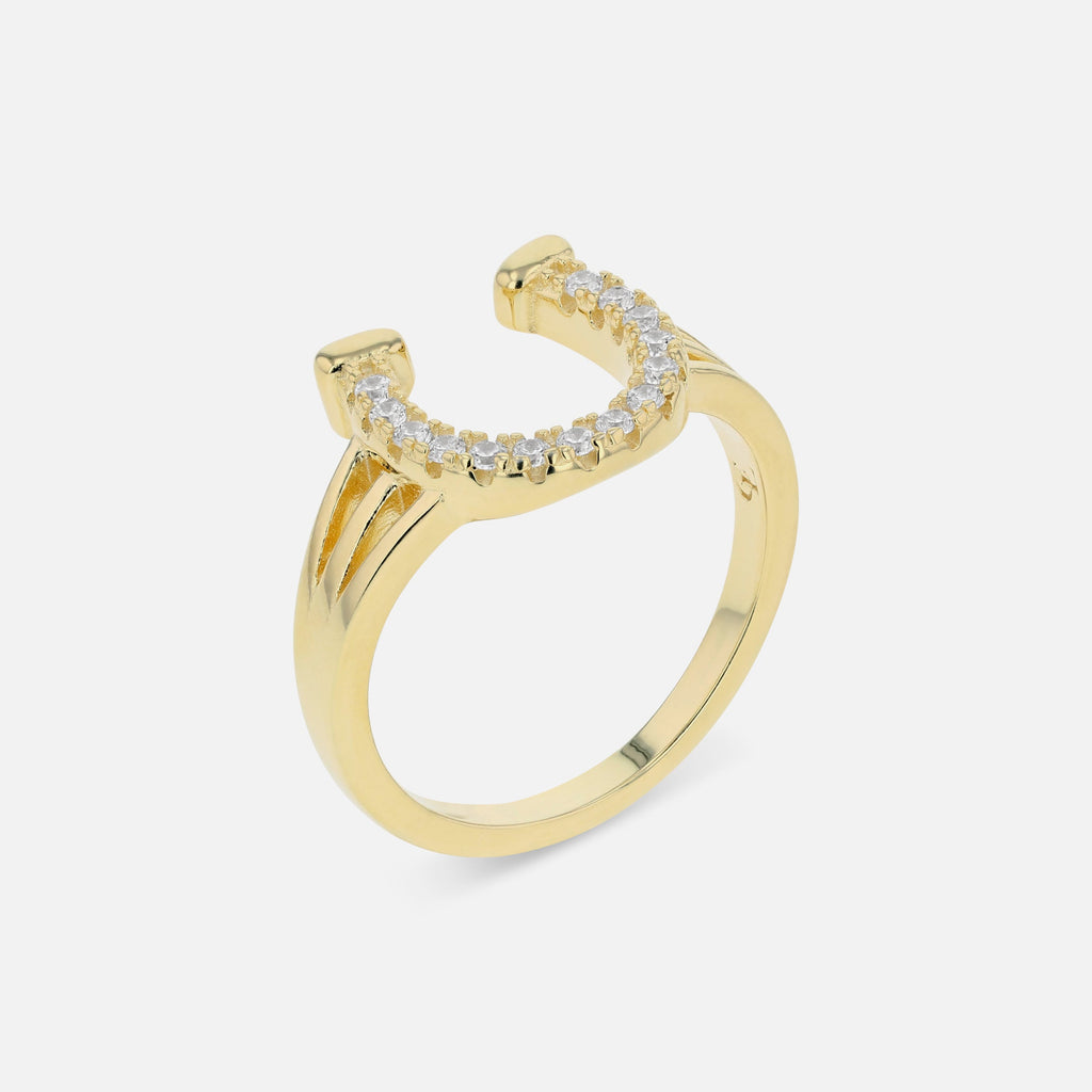 Studded Horse Shoe Ring - Gold