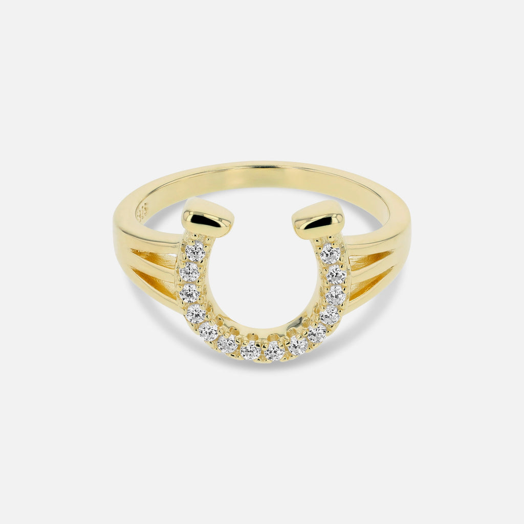 Studded Horse Shoe Ring - Gold