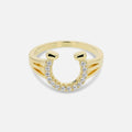 Studded Horse Shoe Ring - Gold