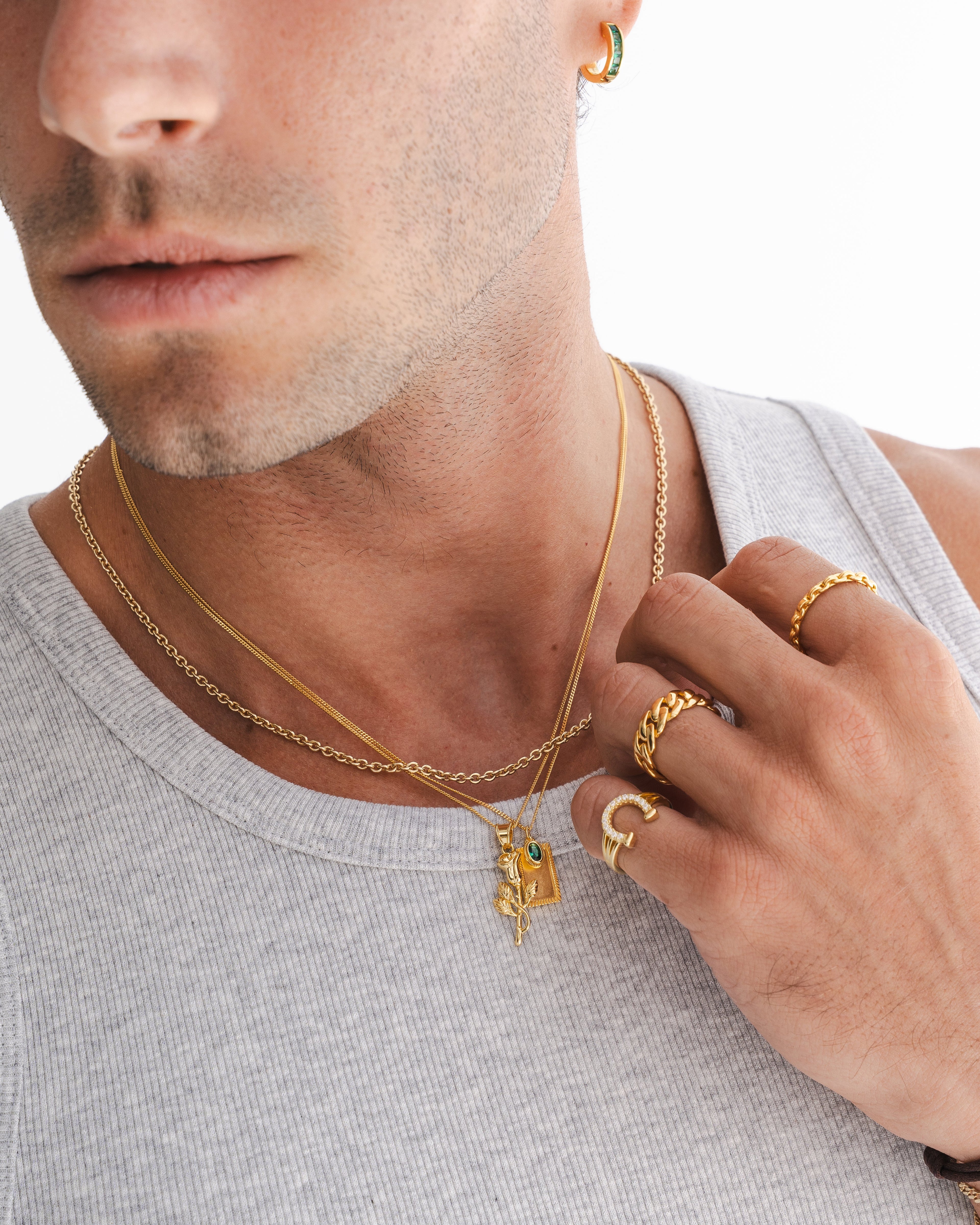 Studded Horse Shoe Ring - Gold