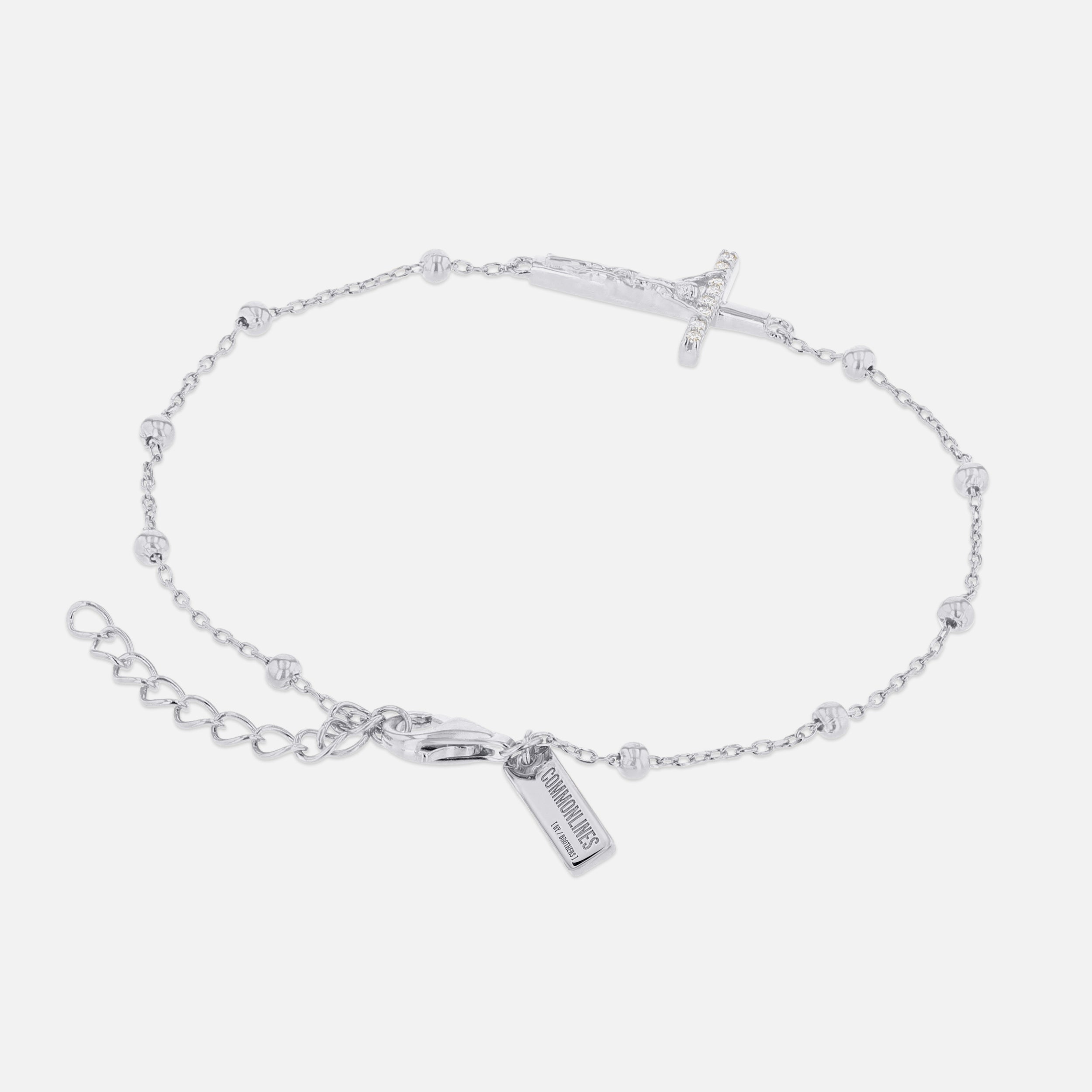Studded Cross Ball Bracelet - Silver