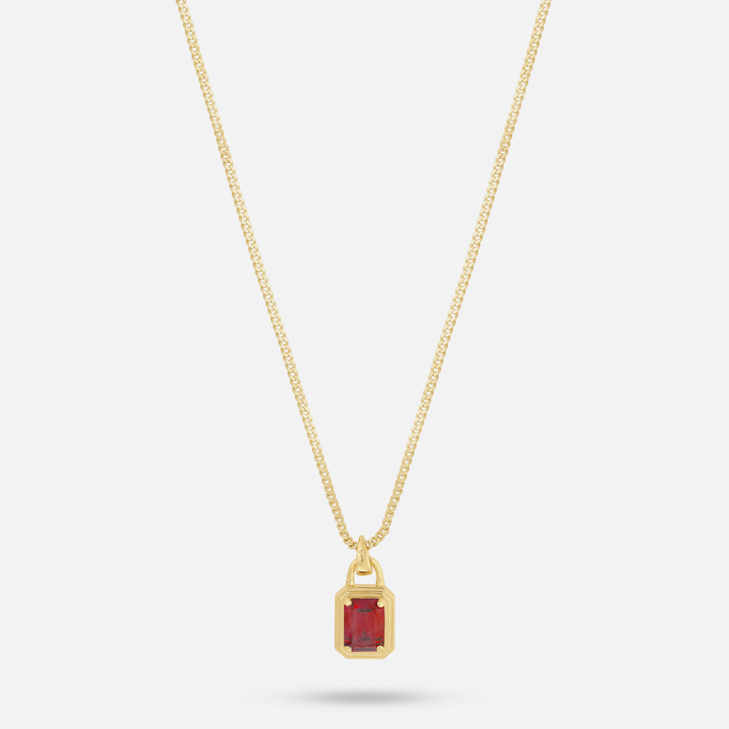 Solitaire Necklace - Gold Ruby