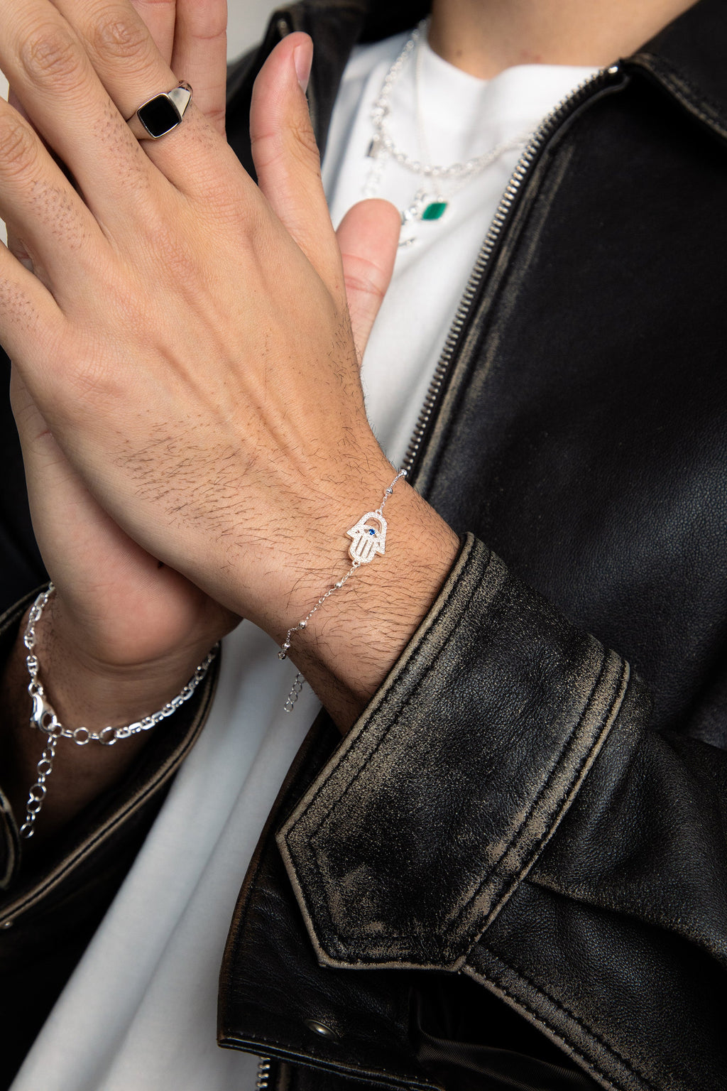 Hamsa Ball Bracelet - Silver