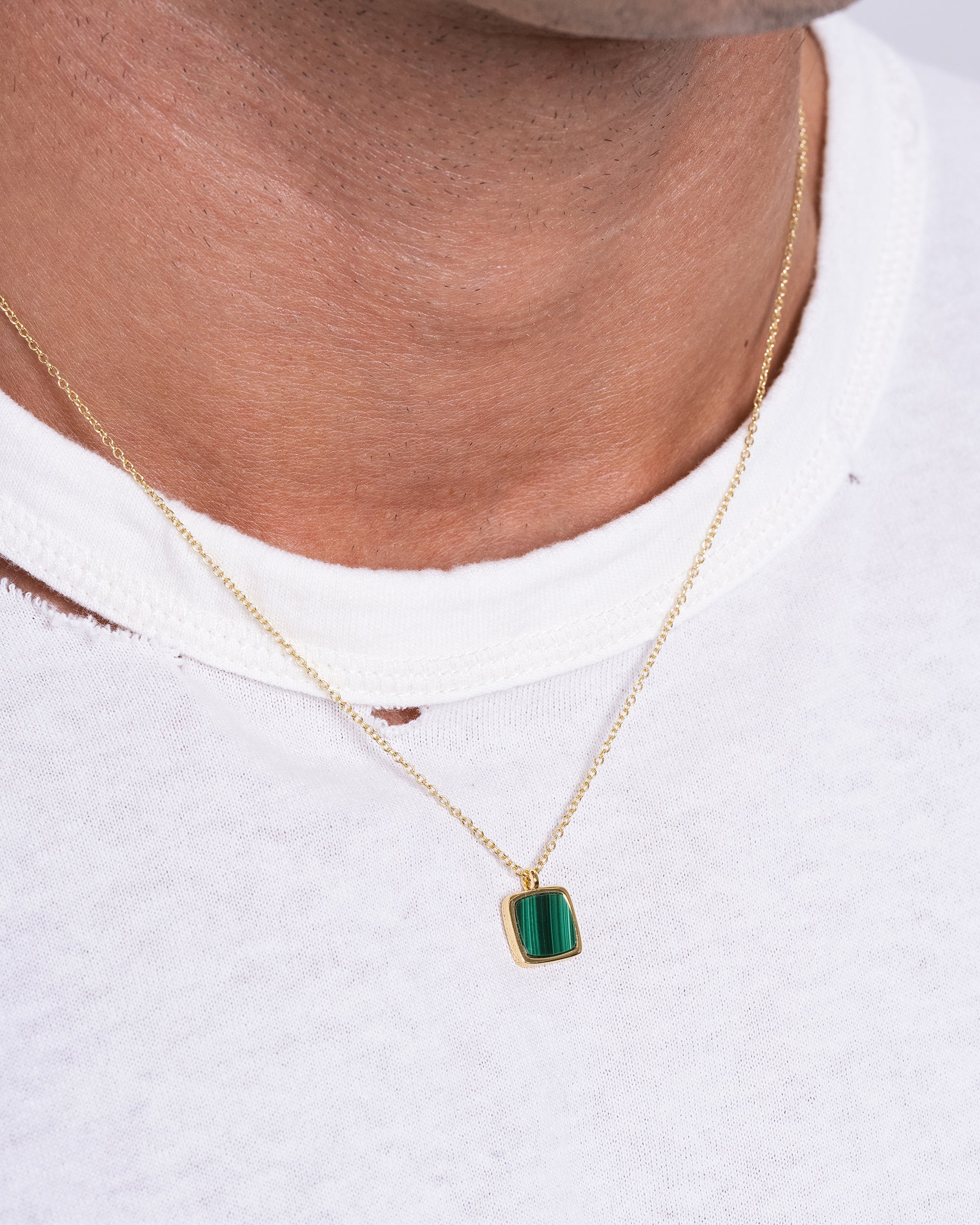 Malachite Pendant - Gold