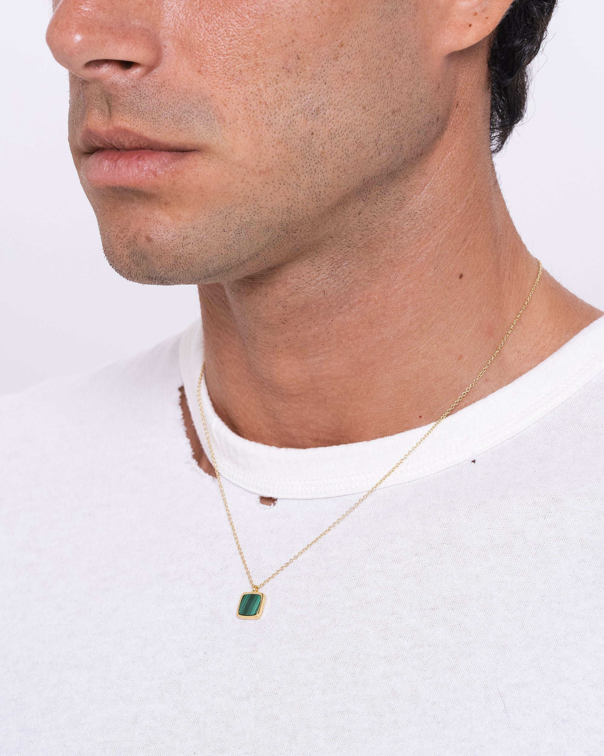 Malachite Pendant - Gold