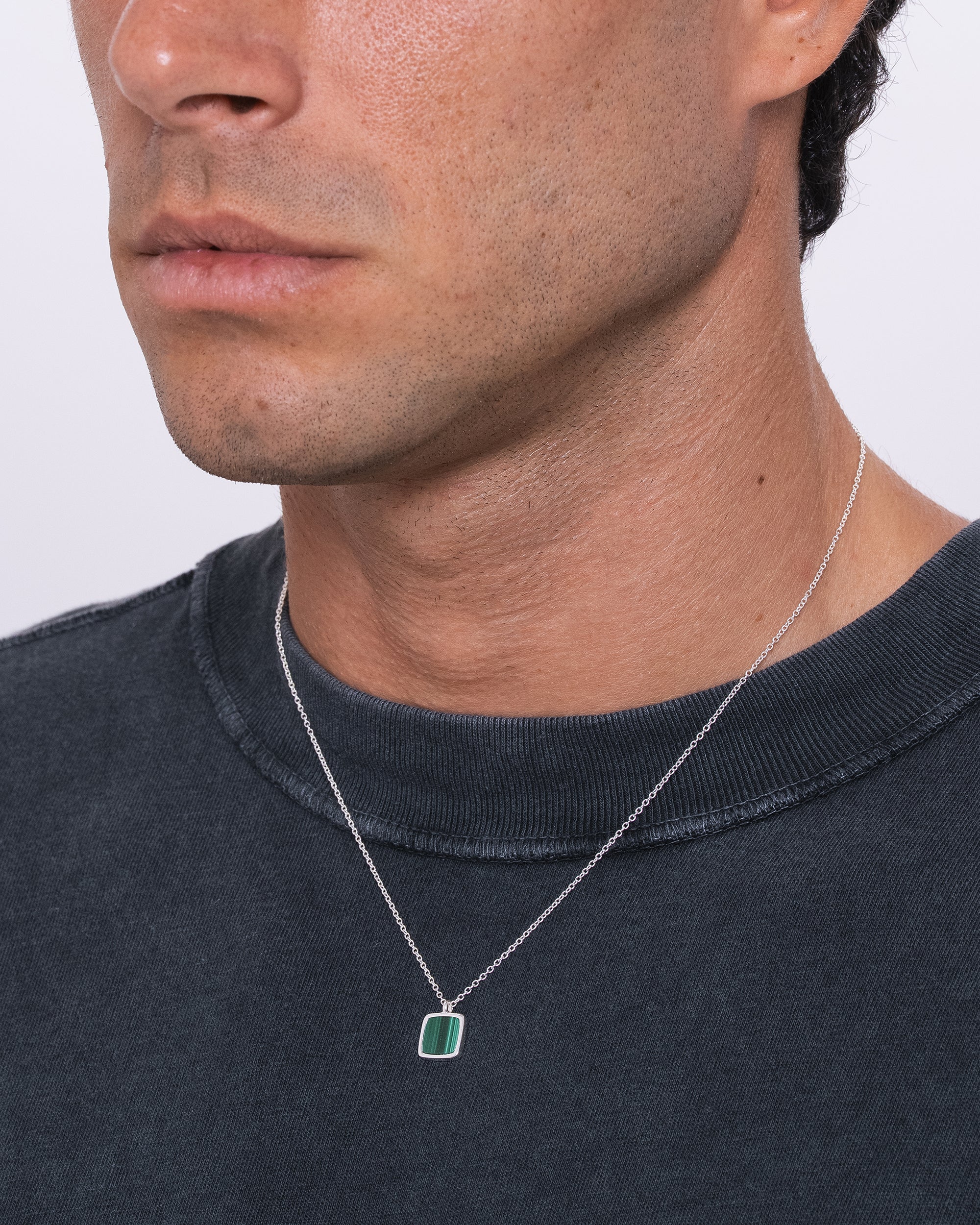 Malachite Pendant - Silver