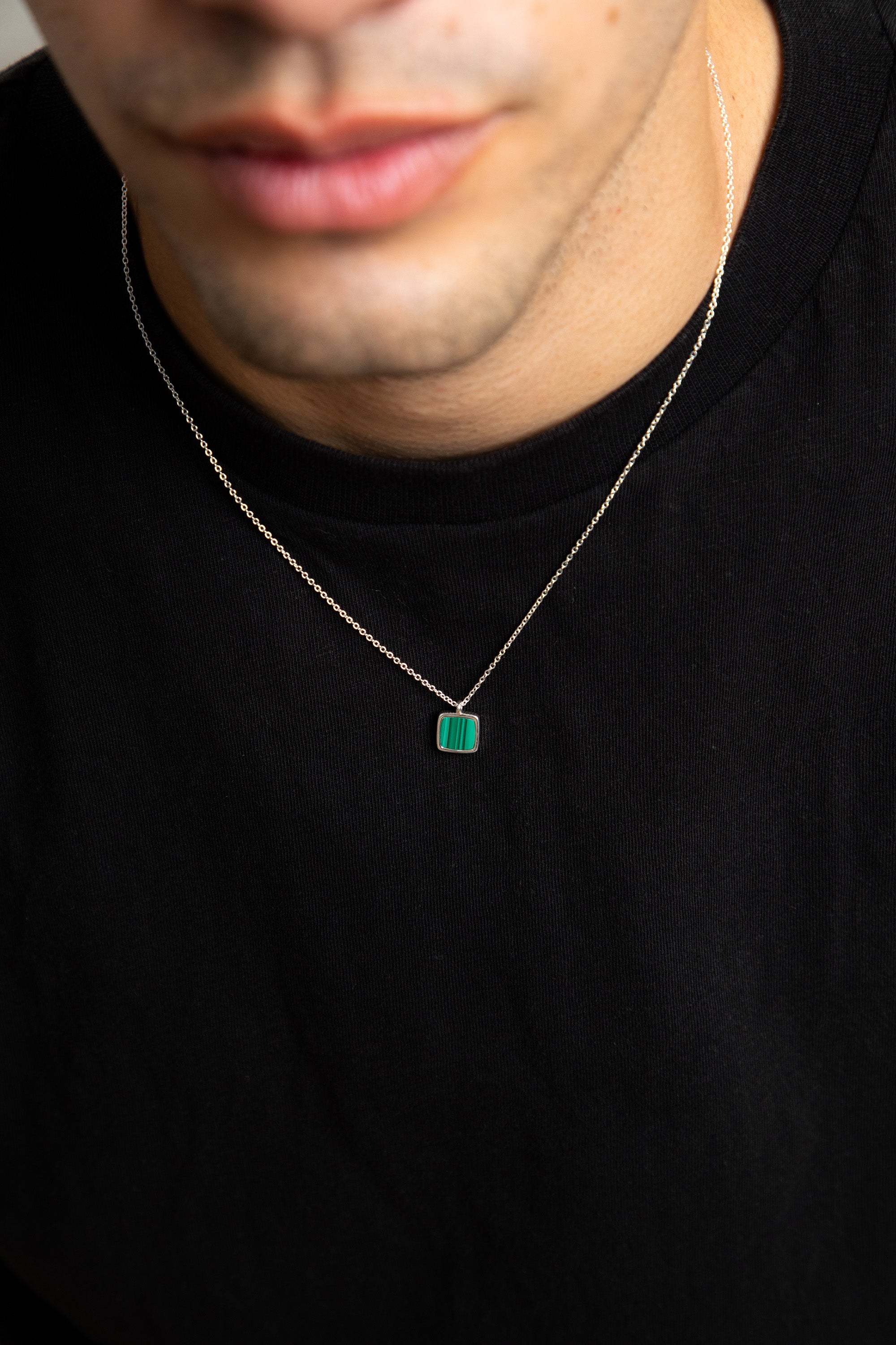 Malachite Pendant - Silver